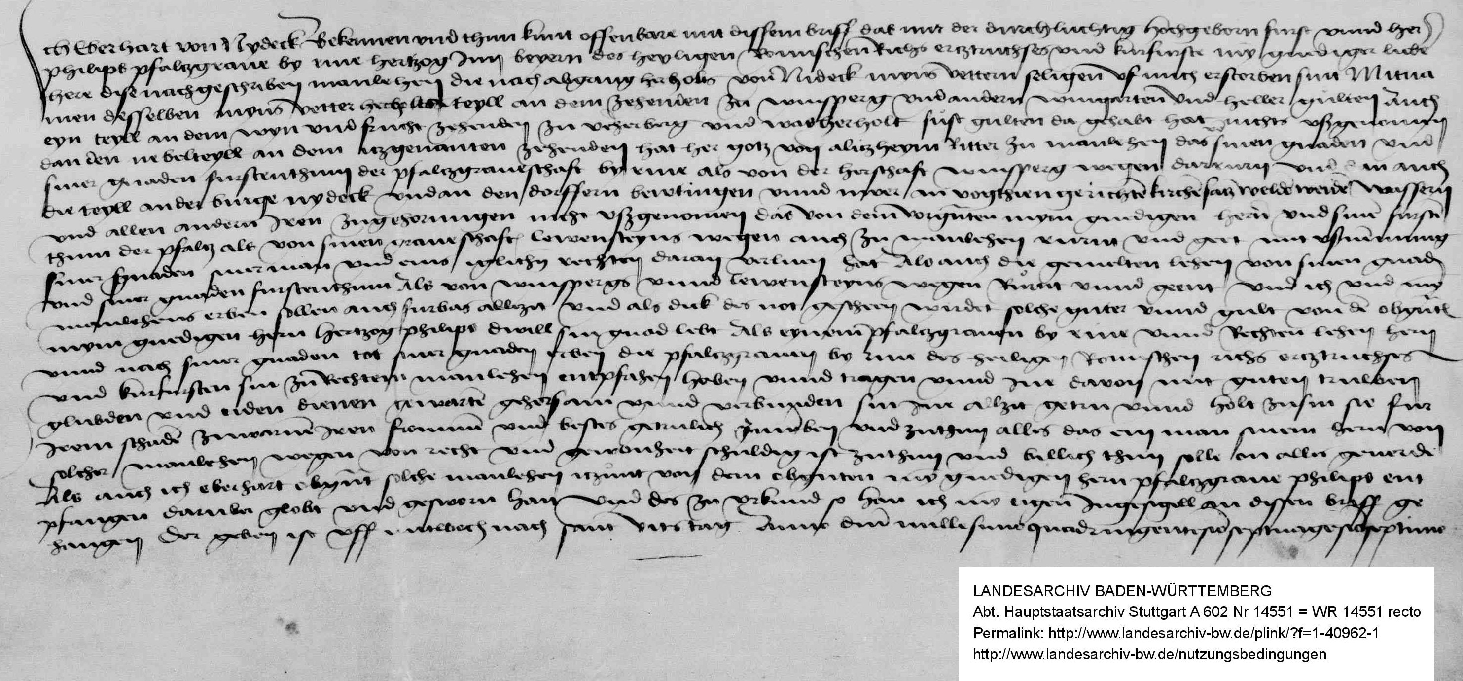 Eberhard v. Nuedeck Wein- und Fruchtzehnten zu Verrenberg 1477